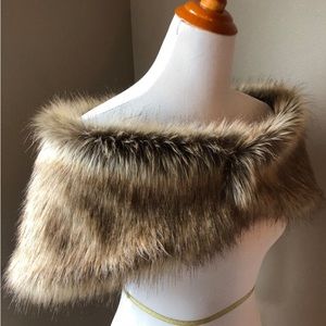 Faux fur tip-dyed shrug